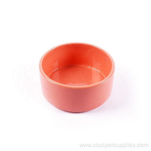 pink wooden frame ceramic pet dog round bowl